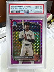 Josuar Gonzalez 2025 1st Bowman Chrome Fuchsia Geometric/299 PSA 10